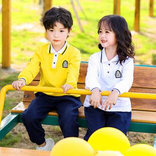 小学生校服长袖t恤polop衫春夏季儿童班服幼儿园教师园服上衣天蓝