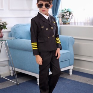 飞机师儿童机长制服童装飞行员衬衫外套帽子空军女男童表演出服装