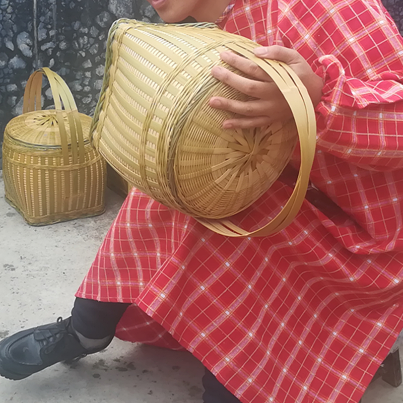 贵州省民间特色优质竹编手工提篮子复古茶叶收纳筐竹制品蛋篓