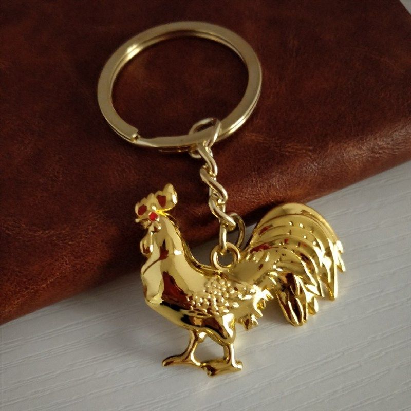 新款创意个性礼物 金属吉祥鸡造型钥匙扣情侣汽车钥匙链 挂件刻字