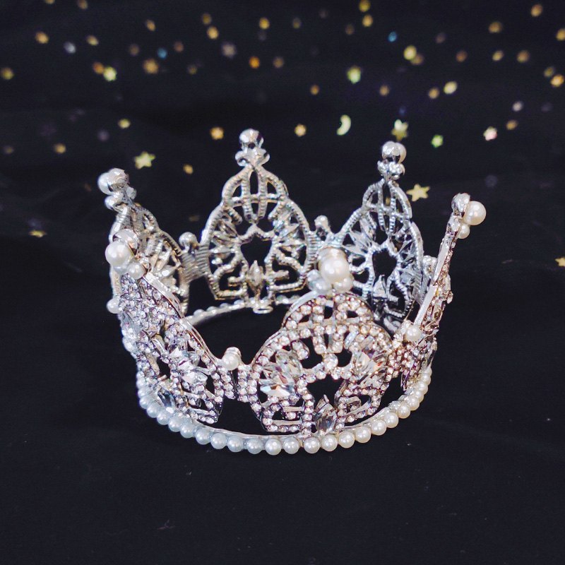 皇冠头饰公主儿童小女孩王冠水晶演出发饰生日礼物圆冠走秀饰品