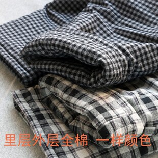 男宽松高腰全棉有门襟口袋中老年家居裤 绗棉冬季 三层加厚夹棉裤