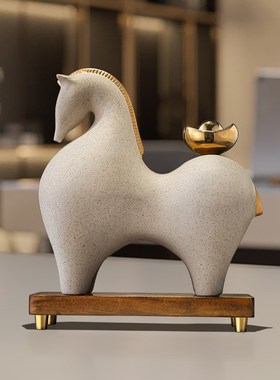 新中式马上有钱办公室摆件客厅电视柜酒柜桌面装饰品开业乔迁礼物