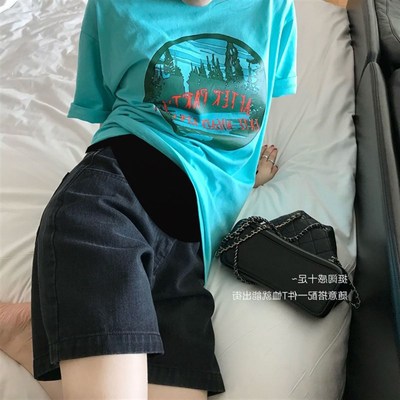 孕妇短裤夏季薄款女外穿五分牛y仔安全裤子休闲阔腿打底裤孕妇夏