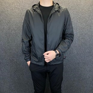 韩版修身连帽夹克男士2024春秋季潮流时尚休闲百T搭短款修身薄外