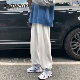 秋季运动裤男女bf直筒休闲裤百搭B长裤针织篮球卫裤宽松阔腿束脚