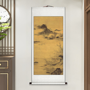 古画卷轴挂画新中式进门玄关装饰画走廊J过道正对门中国风仿古壁
