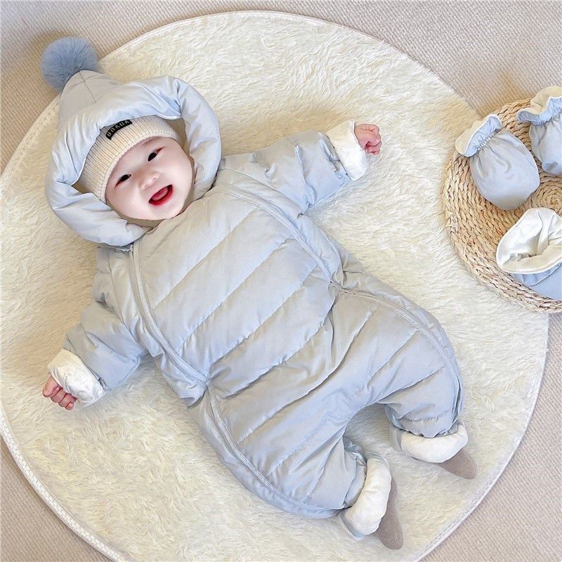 新生婴儿羽绒服冬季连体衣0-1岁男女宝宝秋冬装外出抱衣冬天外套2