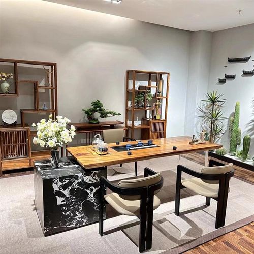 新中式实木茶桌椅组合岩板亚克力烧水一体茶台茶艺茶道喝茶桌家具