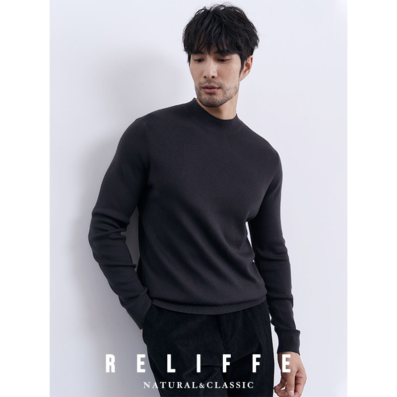 2024秋冬保暖山羊绒套头圆领针织衫男打底羊毛衫内搭修Z身毛衣线