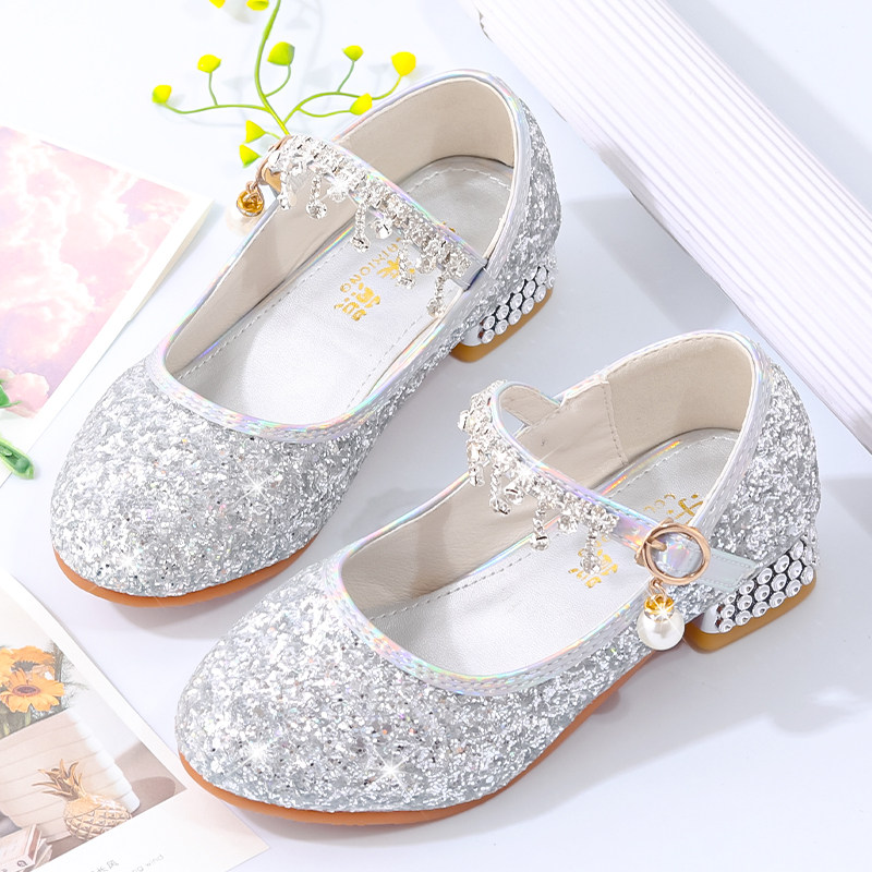 女童皮鞋儿童水晶高跟单鞋女孩银色吊链礼服走秀演出大童公主鞋,童鞋/婴儿鞋/亲子鞋,水晶/水钻鞋,淘宝优惠券,粉丝福利购,淘宝优惠卷