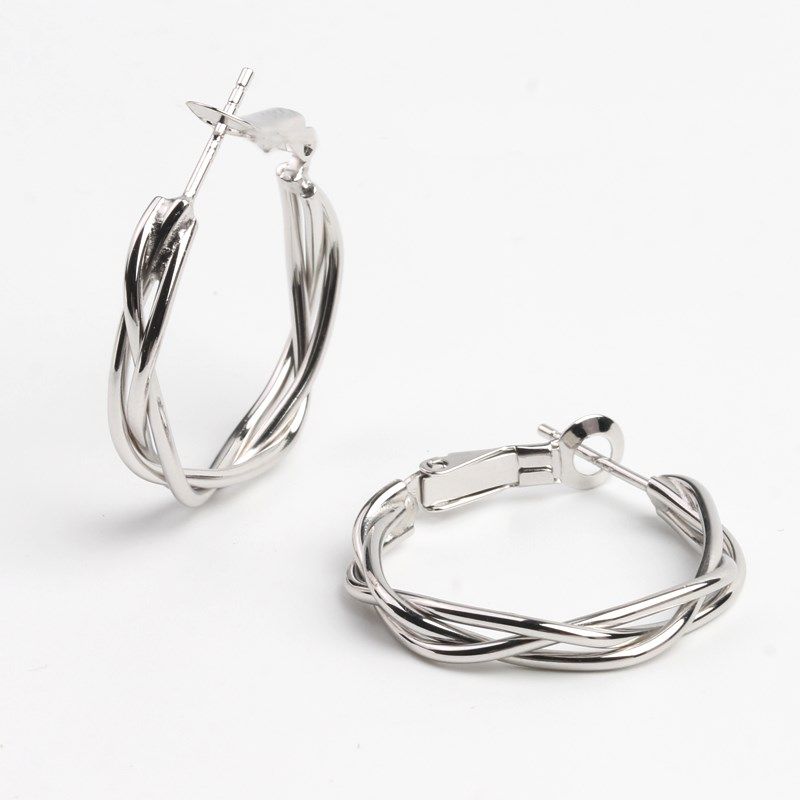 纯银线条缠绕耳圈女手工编织麻花素圈耳环法式简约气质圆圈圈耳坠,饰品/流行首饰/时尚饰品新,耳环,淘宝优惠券,粉丝福利购,淘宝优惠卷