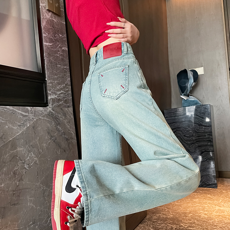 窄版阔腿牛仔裤女夏季装2025年新款高腰设计感小个子直筒裤子女