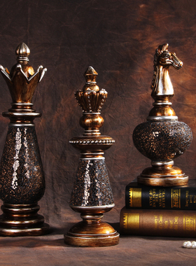 美式轻奢国际象棋家n居摆件软装样板间拍照摄影陈列道具摆设装饰