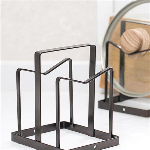 速发铁艺a锅盖架菜板架坐式粘板y置物架家用厨房台面放锅盖砧板架