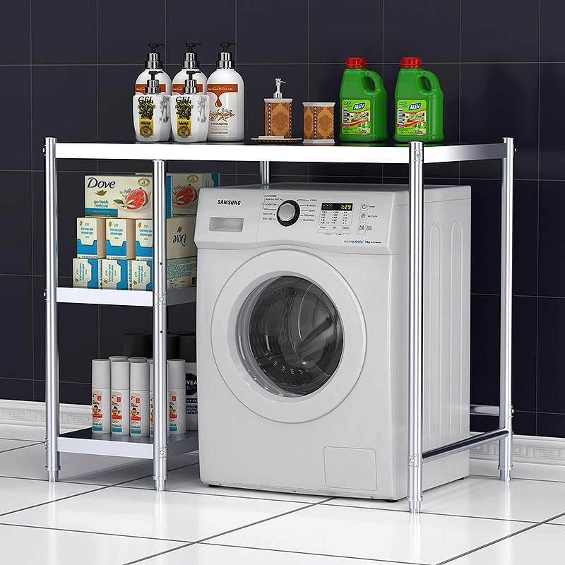 不锈钢洗衣机置物架滚筒浴室洗衣机烘干机上方叠放组合三层收新款