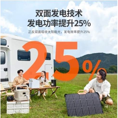 电小二(Dxpower)太阳能电池板折叠便携移动单晶硅80W光伏双面发电