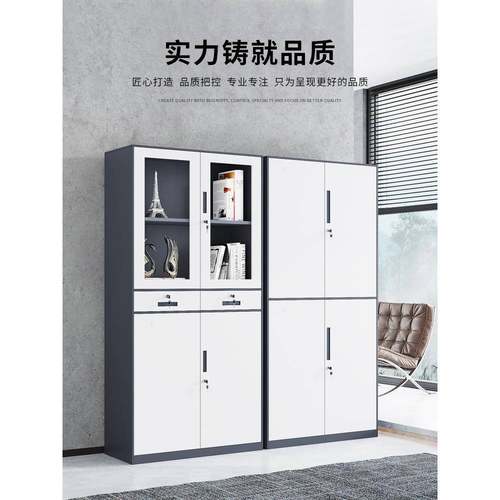 文件柜铁皮柜办公室柜子带锁储物档案柜资料柜抽屉小柜子矮柜书柜