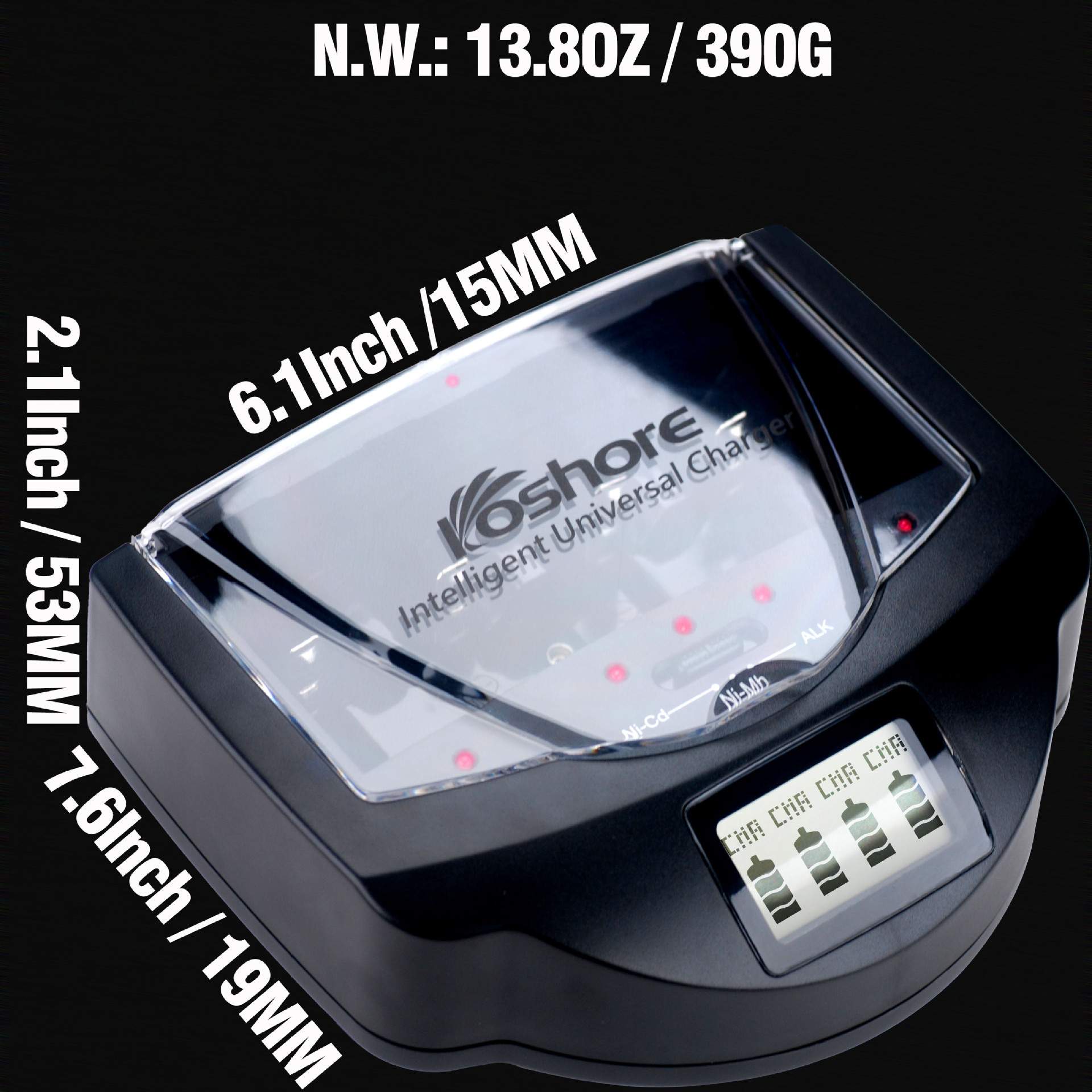 charger for nimh nicd  aa aaa c d 9v battery with discharge