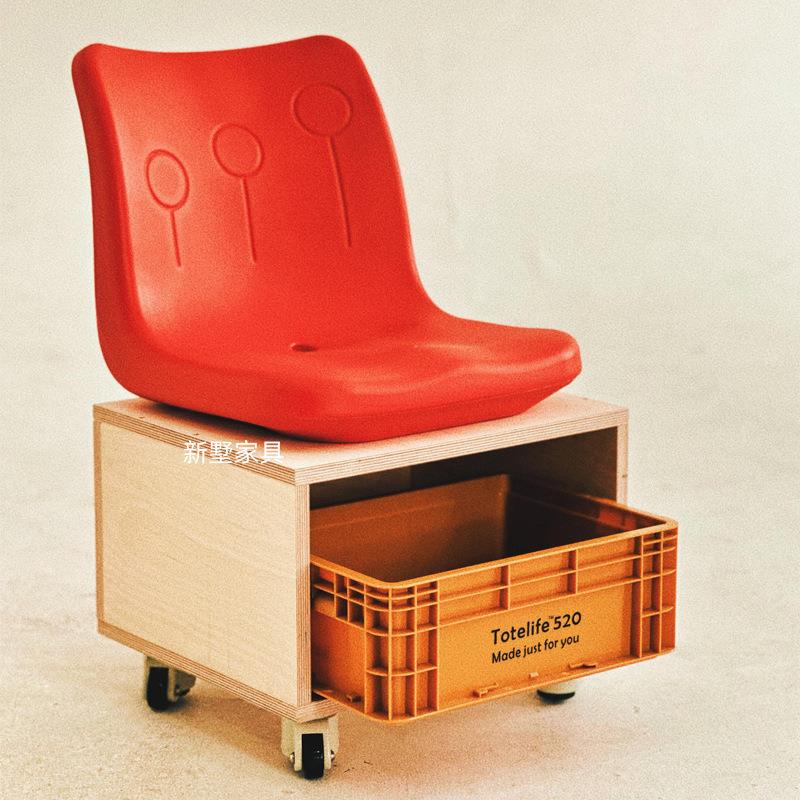 高级感家用带轮子网红款小椅子户外休闲可移动凳子带置物架可收纳