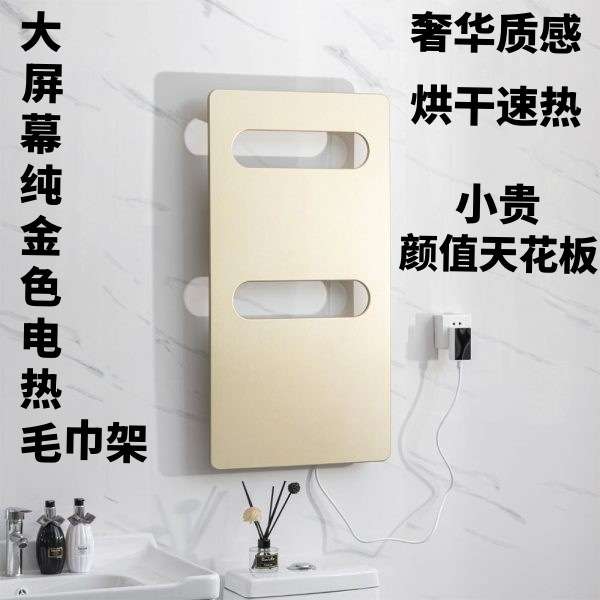 智能电热毛巾架简约整机发热加热烘干卫生间浴室碳纤维置物浴巾架