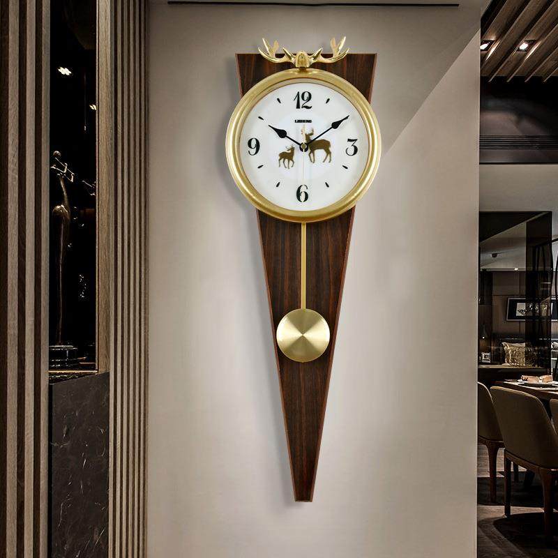 客厅创意挂钟个性金属时钟鹿钟挂表鹿头钟装饰表现代钟家用日式表