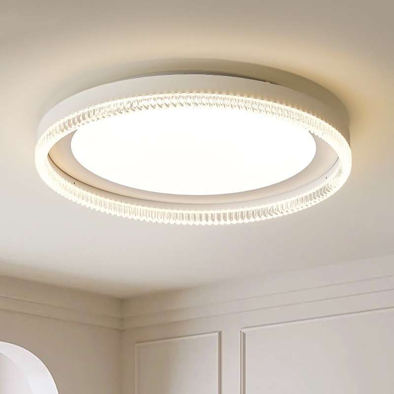 卧室吸顶灯现代简约主卧轻奢奶油风主灯护眼无屏闪书房水晶吸顶灯