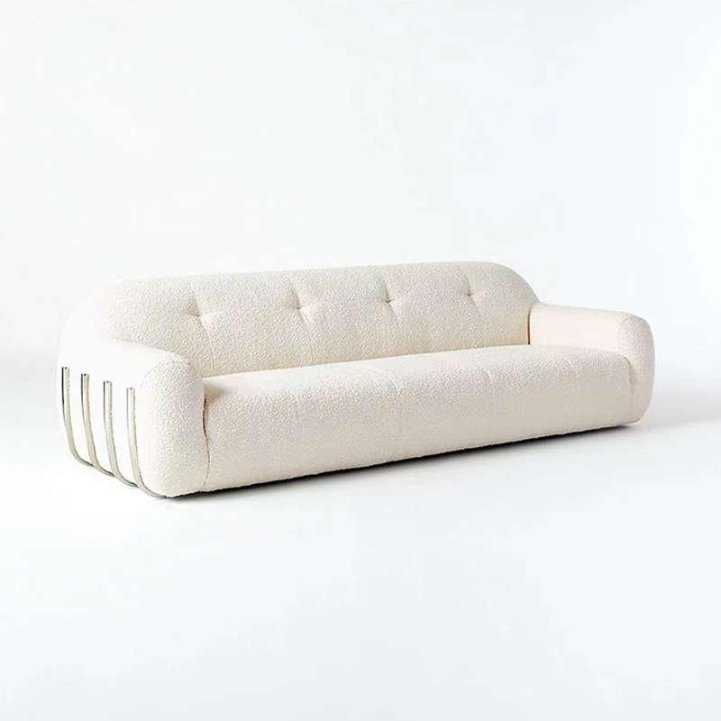 北欧设计师白熊沙发中古创意造型白色羊糕绒小户型客厅布艺沙发