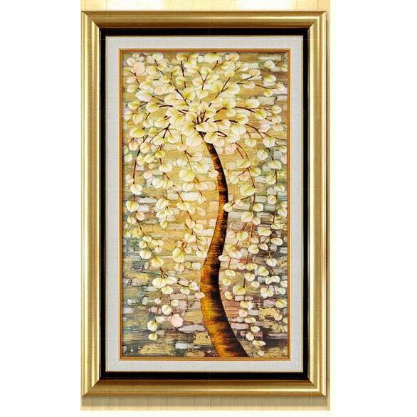 有框装饰画竖版油画浮雕树脂画立体装饰画壁画玄关挂画发财树轻奢图片