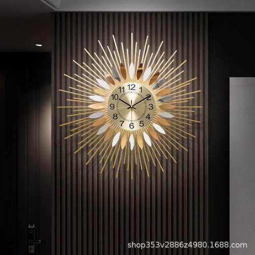 北欧轻奢钟表客厅家用时钟创意时尚潮流静音太阳挂钟个性简约挂表