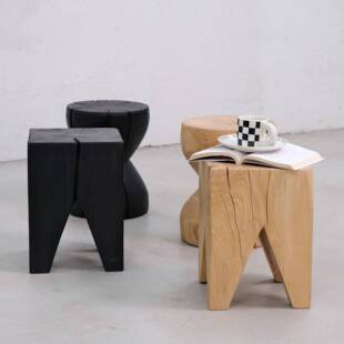 中古风实木墩子原木凳子方墩圆墩木头摆件根雕树墩民宿床头柜边几