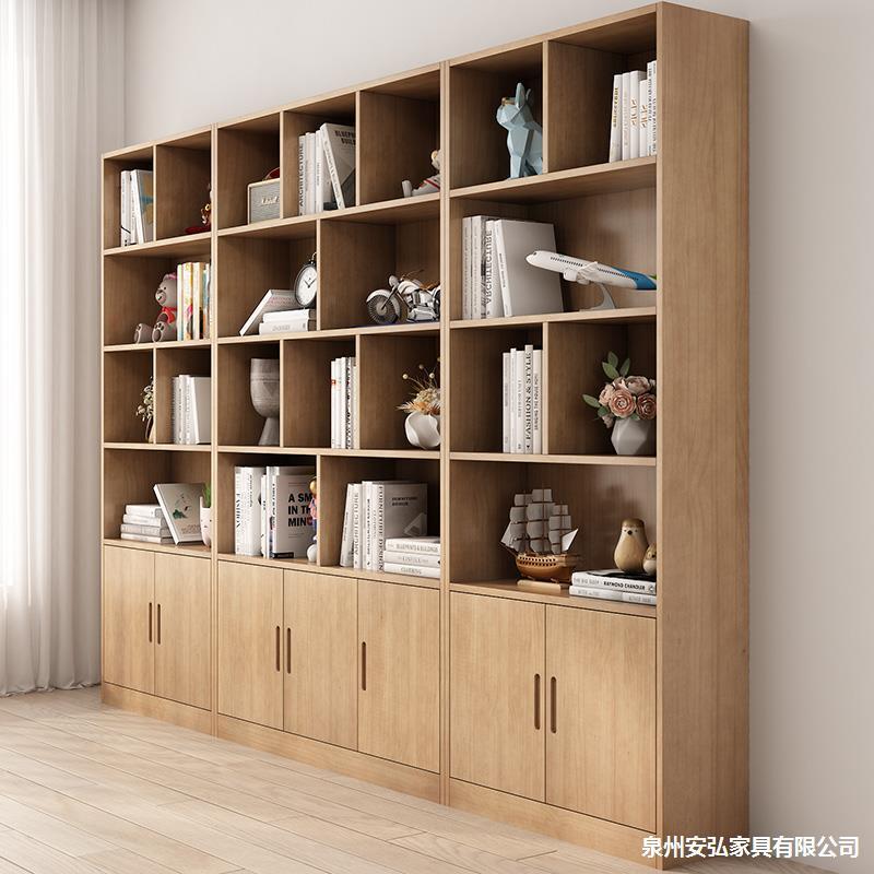 北欧日式全实木书柜客厅满墙置物架现代简约展示架书架储物柜组合