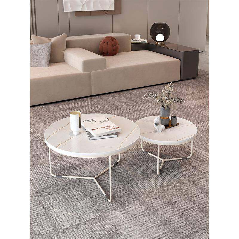 2023新款欧式轻奢岩板沙发客厅家用大小圆组合茶几小户型简约现代