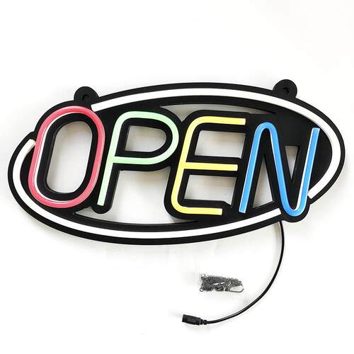 OPEN霓虹灯ABS面板OPEN悬挂灯牌色彩斑斓单色闪烁模式