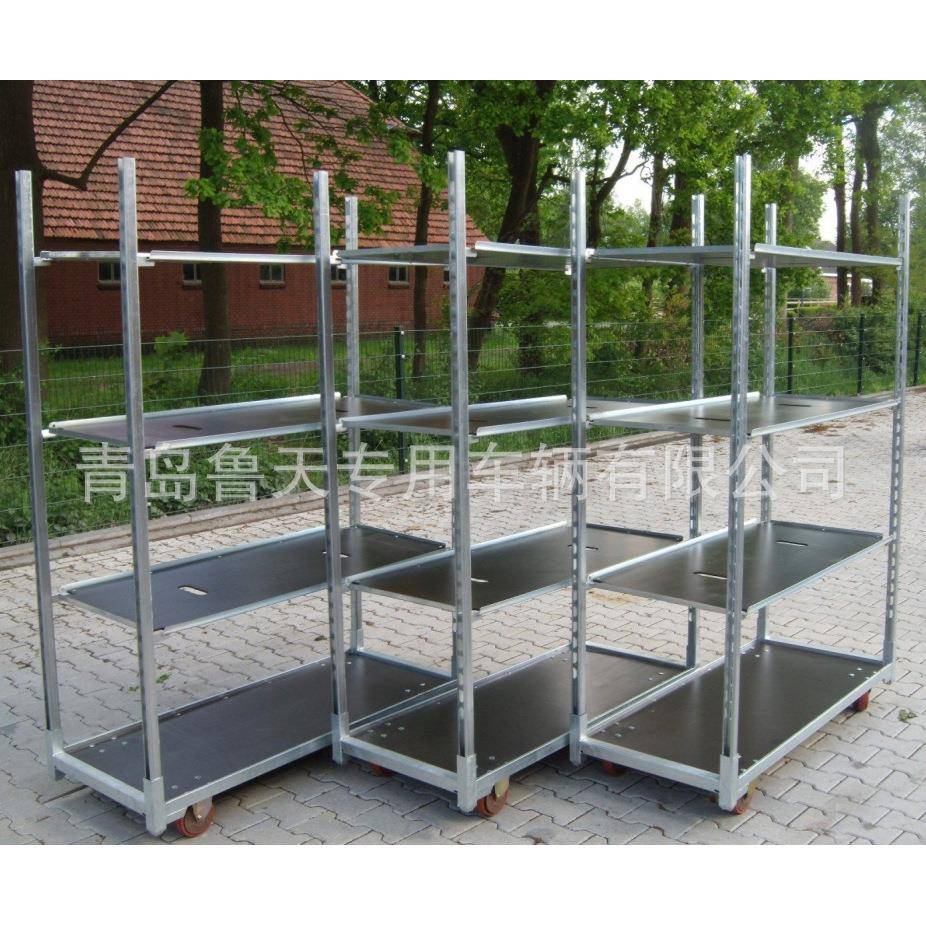 花店多层展示架带轮鲜花手推车多层镀锌园艺工具车