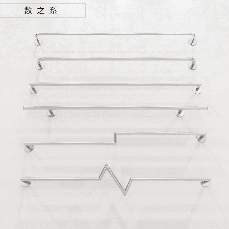 不锈钢拉丝银色挂衣杆服装店上墙展示架壁挂式女装店衣服架子正挂