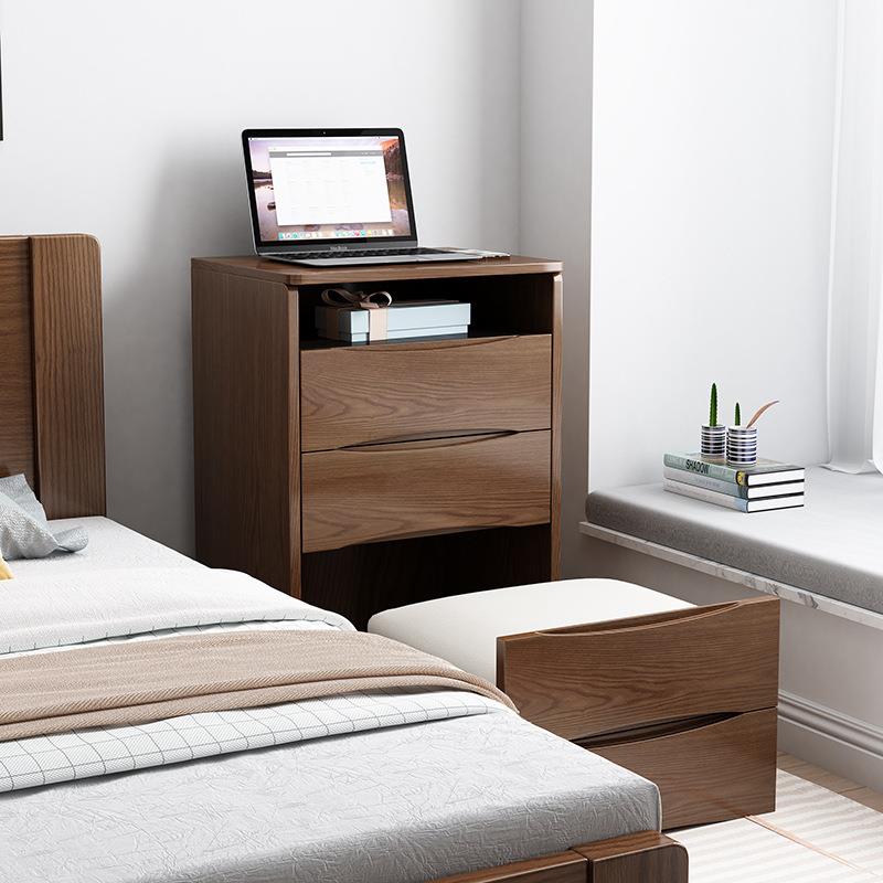 北欧实木梳妆台卧室现代简约小型翻盖化妆桌床头柜斗柜收纳柜一体