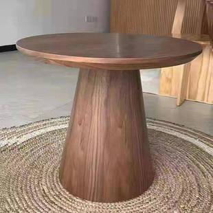 美式复古实木小圆桌轻奢小户型客厅沙发边几简约圆形个性网红圆几