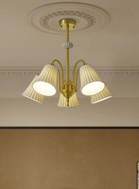 法式复古白色陶瓷吊灯美式全铜主卧室灯餐厅客厅设计书房玻璃灯具