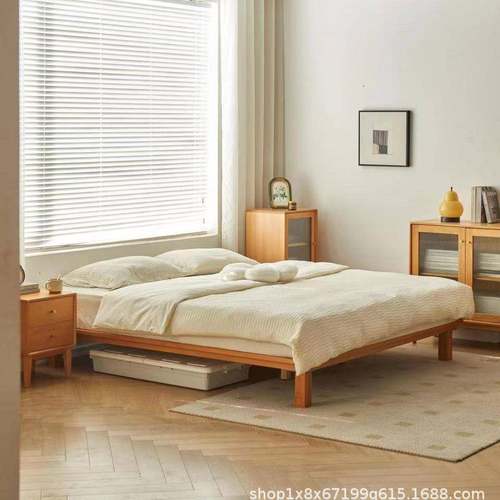 实木床无床头榻榻米木制床架子矮床1.5米双人床地台齐边床定制