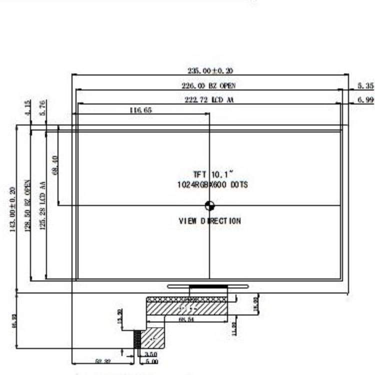 10.1寸LCD显示屏TN液晶屏 分辨率1024X600 接口MIPI30PIN
