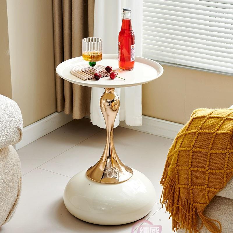 北欧铁艺茶几家用客厅创意小蛮腰沙发边几小户型卧室床头小圆桌