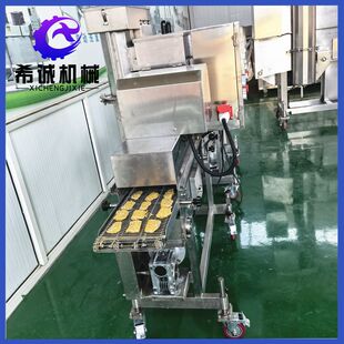 自动年糕饼上糠机设备  糍粑上沾下撒上浆上糠厂 家 糯米饼裹糠机