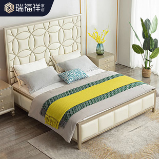 瑞福祥家具美式 四葉草皇帝床婚床 輕奢實木床現代簡約主臥雙人歐式