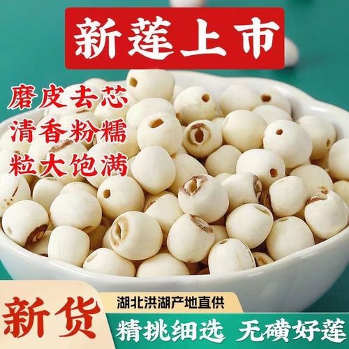湖北洪湖2025年莲子干货去芯纯天然大粒粉糯特级去壳磨皮白莲