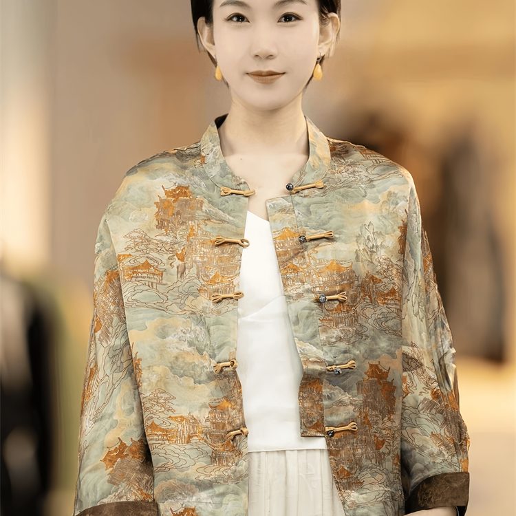 新中式国风云纱短外套开衫上衣