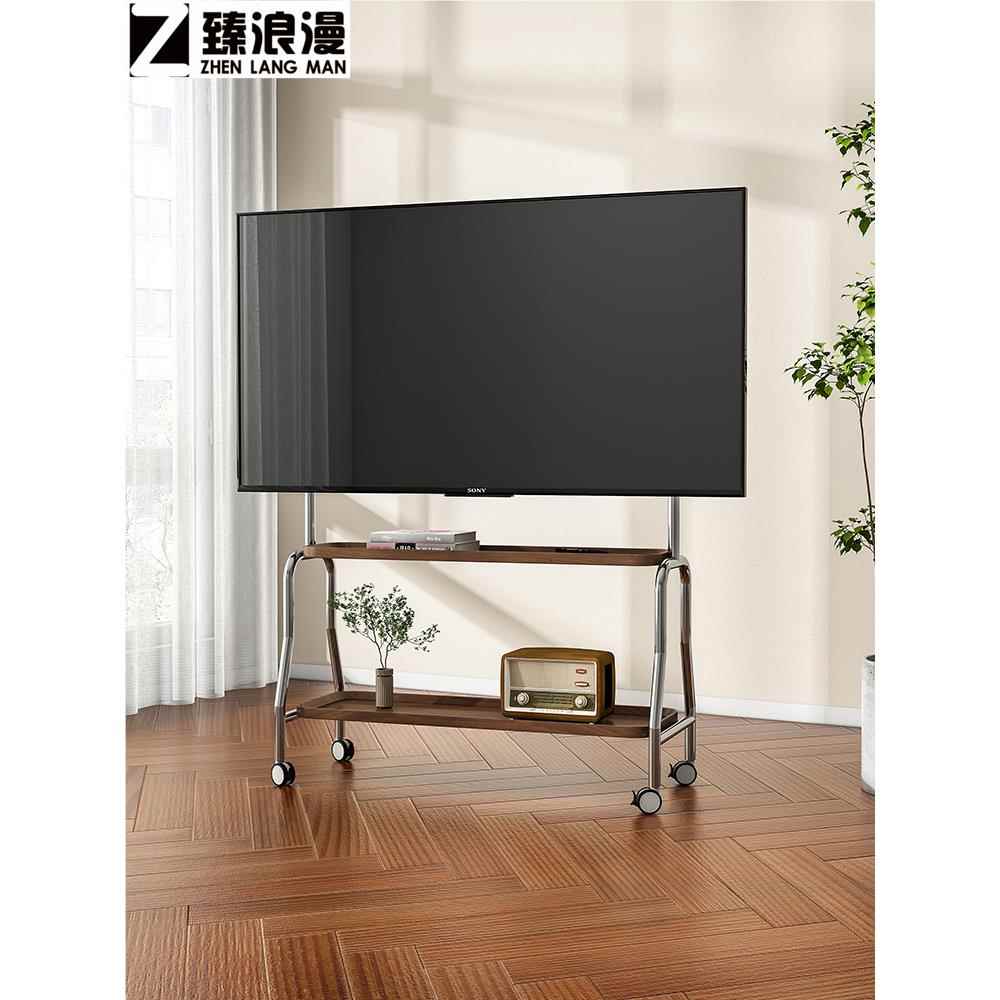 电视机支架移动型电视移动支架电视落地不锈钢立式带轮推车客厅卧