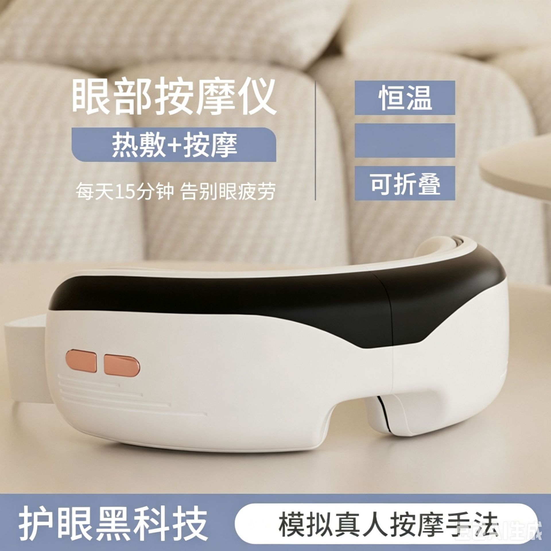 智能便携式震动热敷眼部按摩仪礼品护眼仪无线折叠眼睛按摩器