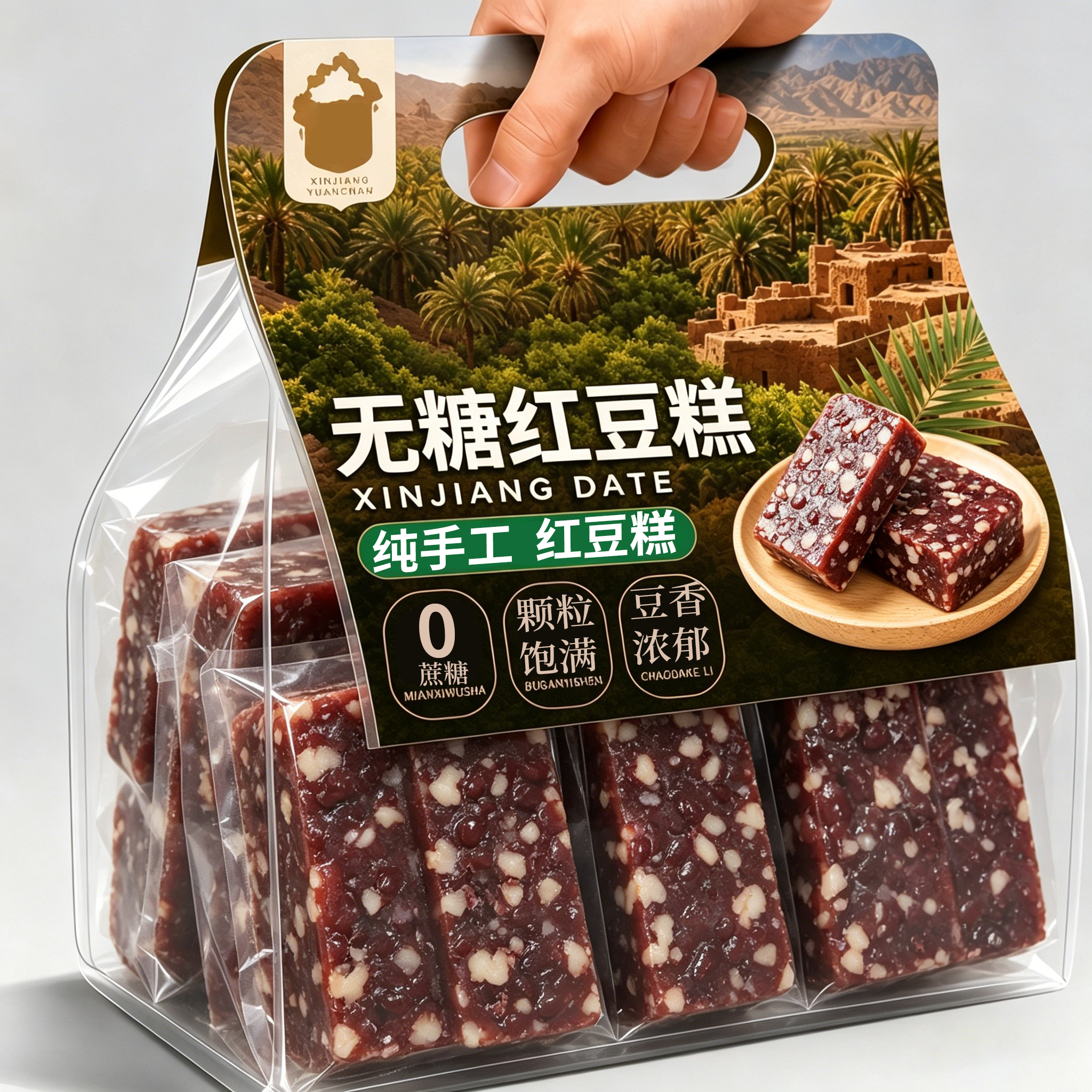 纯手工无糖红豆糕正宗官方旗舰店无糖精点心早餐健康零食食品糕点