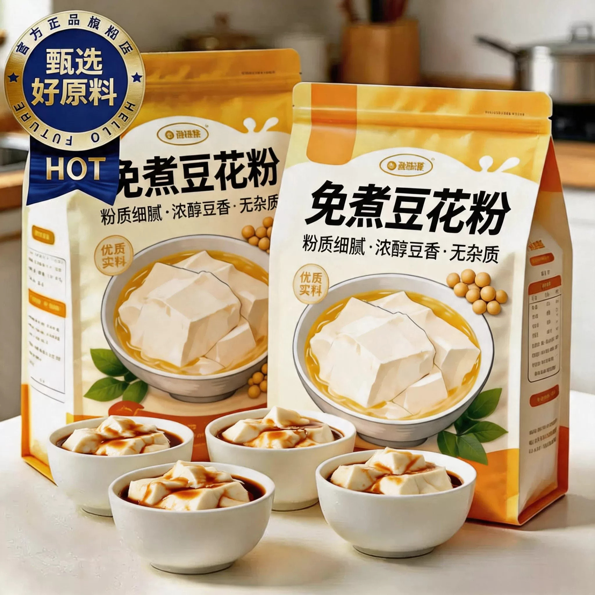 正宗豆花粉豆腐脑家用专用小包装免煮早餐布丁自制商用内酯食品